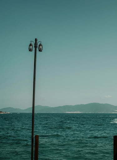 a bride and groom walking down a pier