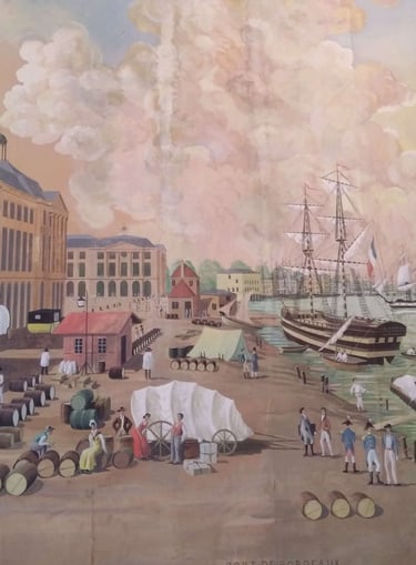 frame old Bordeaux port and riverside, quays