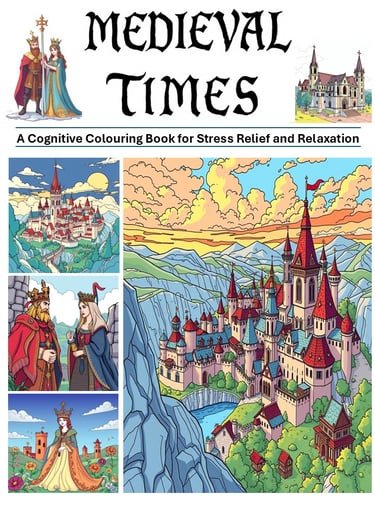 Medieval times colouring book cover