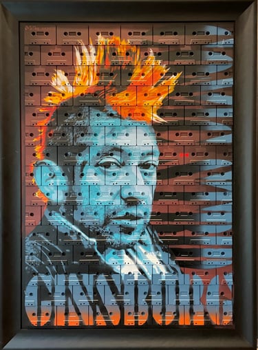 tableau Serge Gainsbourg punk à crête sur cassette audio – art pop Mister Melody