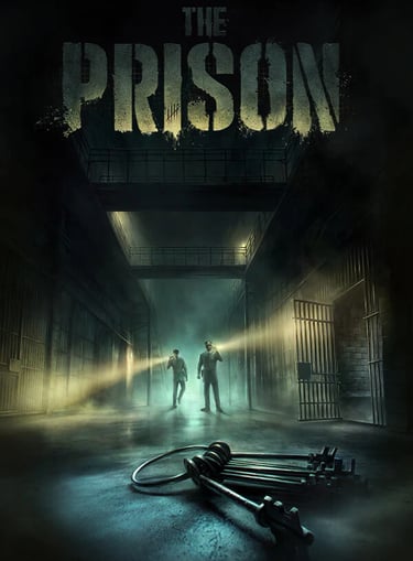 A set of keys and prison guards in the background in an Image of the VR Escape Room game The Prison