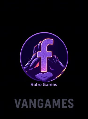 the logo of facebook, inscription retro games, vangames