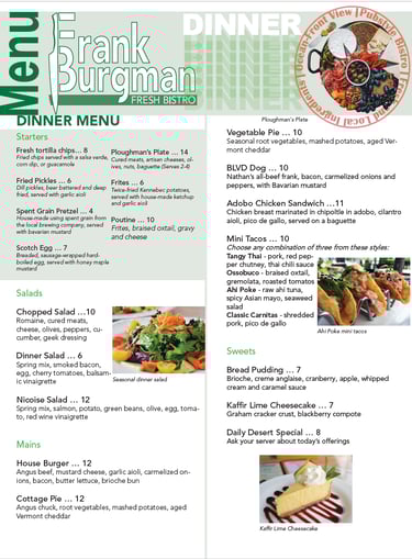 a conceptual restaurant menu