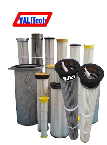 cartridge dust collector filter used to filter industrial scale dust particles