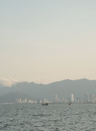 the sea with a Nha Trang city in the background