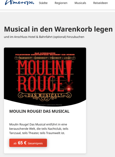 Ameropa Musical Deal Moulin Rouge! Köln