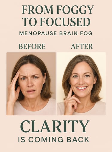 Infographic showing two female profiles: one  distracted, the other glowing and focused, 