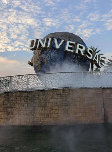Universal Orlando globe sign at Universal Orlando Resort in Florida