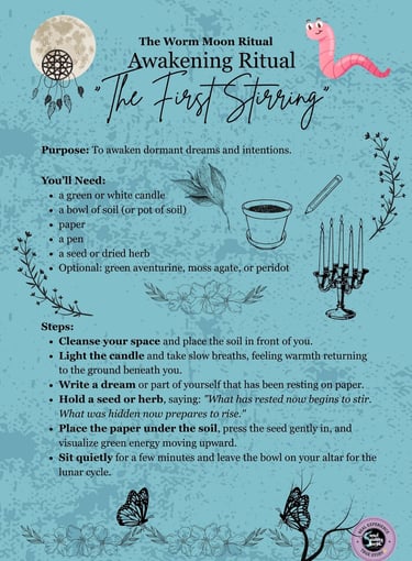 Worm Moon Ritual Page Awakening Ritual Soul Sisters Tarot