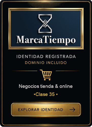 Identidad comercial MarcaTiempo con marca registrada y dominio incluido para negocios y comercio onl