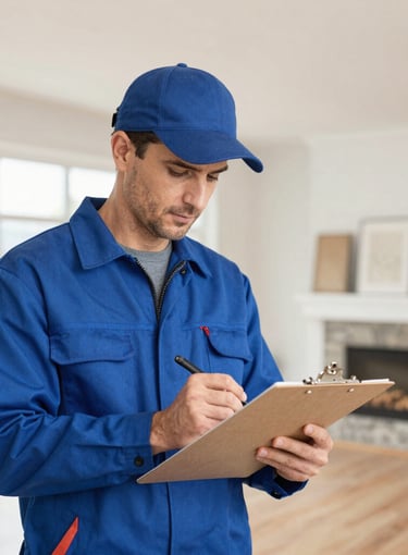 Close-up of a tablet displaying a detailed home maintenance PDF from the Homecheck system.