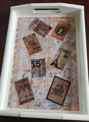 Handmade map serving tray