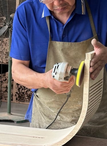 woodworking master making cabinets