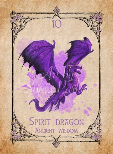Dragon is all shades of purple, it is ascending, rising above the realms we know of. From the animal