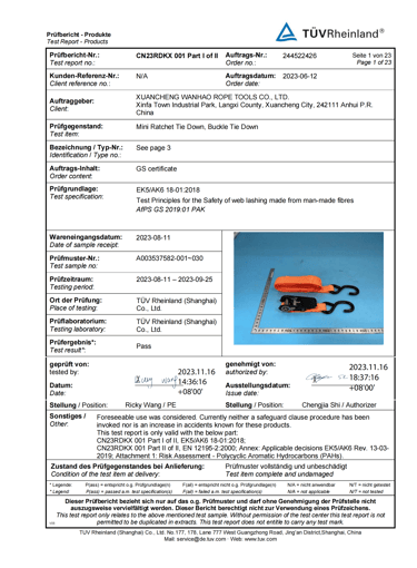 tie down certificate