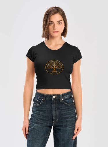 LA Apparel Womens Ribbed Baby Tee Crop Top
