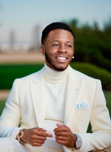 a man in a white suit and a white shirt