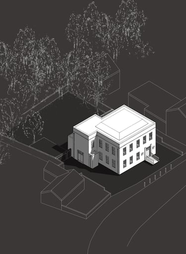 Easingwold bank reinvented into children's nursery. Fun architecture project sketch