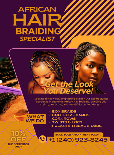 Braiding hair saloon promotional banner