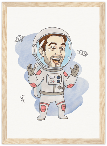 portrait homme style bd, astronaute, feutre alcool