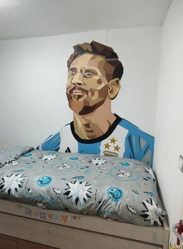 graffiti leo messi pintura decorativa habitación spray arte urbano