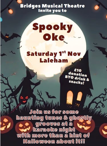 Halloween themed flyer with information about karaoke event