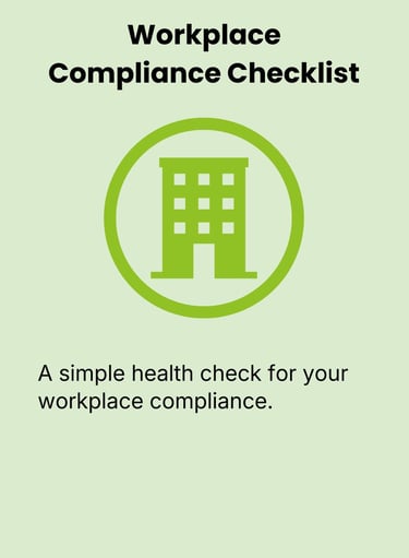 Workplace Compliance Checklist showing green building icon