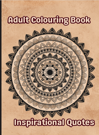adult colouring book cover with a mandala - like pattern of a flower