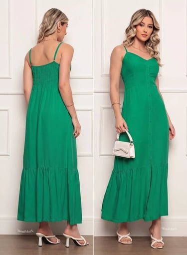 Vestido Feminino Longo em Viscolinho com Bojo