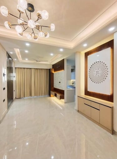 Luxurious Living Room of 3 BHK Luxury Builder Floor Near 100 Feet Road — Chattarpur