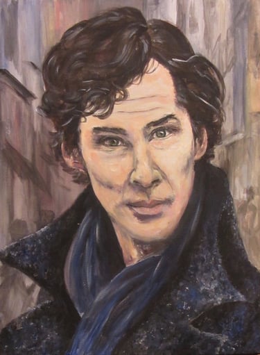 Portrait of Bennedict Cumberbatch in his role as the new Sherlock; painted in acrylics.