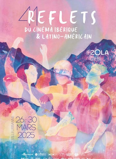 affiche festival cinema reflets 2025 représentant des personnages dansant avec des montagnes en arrière plan