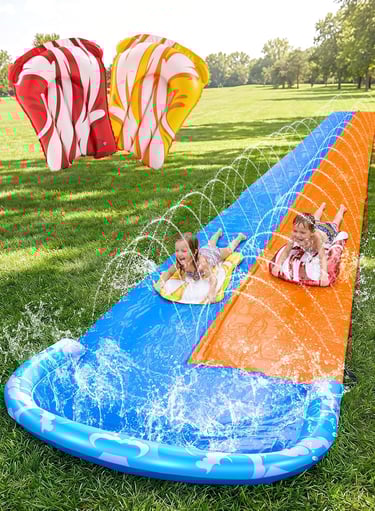 JOYIN 22.5ft Water Slides and 2 Bodyboards, Lawn Water Slide Summer Slip Waterslides Water Toy with 