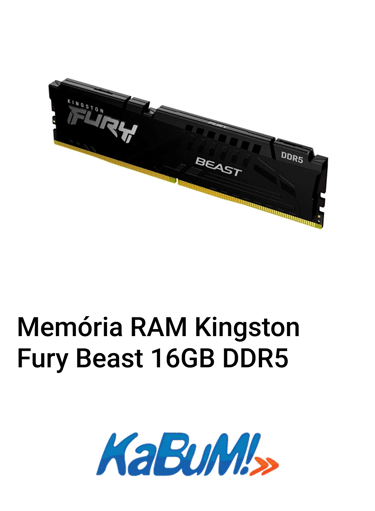 Memória RAM Kingston Fury Beast 16GB DDR5 Kabum
