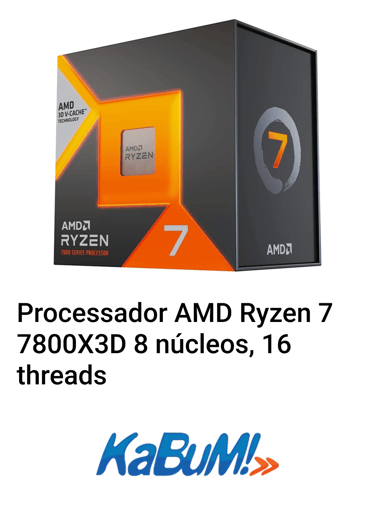 Processador AMD Ryzen 7 7800X3D KaBuM