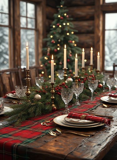 Complete Ralph Lauren Christmas tablescape with classic luxury décor.