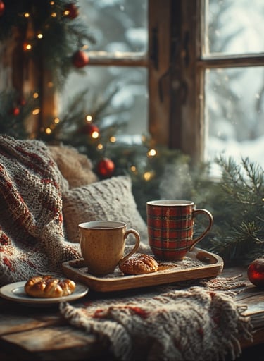 Cozy Ralph Lauren Christmas breakfast nook.
