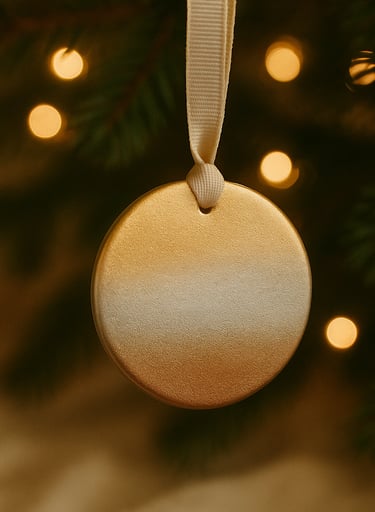 Mixed-metal ombre ornament with shimmer.