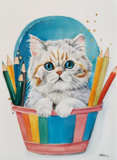 gattino dipinto su porcellana