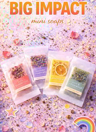 Soap bars slipped into glassine sleeves with simple labels.