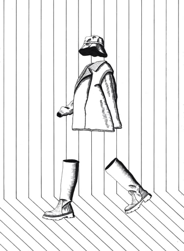 zeitgenössische Zeichnung in Schwarz-Weiß