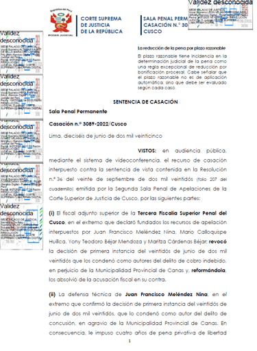 CASACIÓN N.º 3089-2022/CUSCO