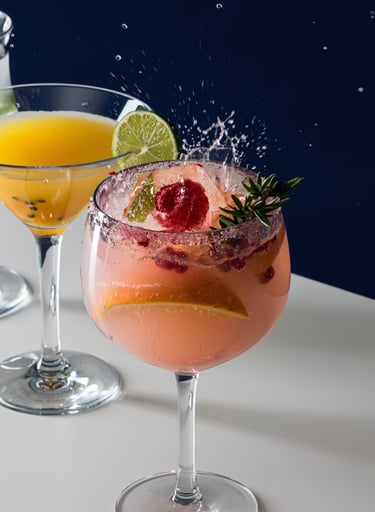 Product photography - a variety of cocktail drinks in glasses