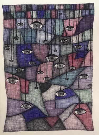 dessin abstrait bic 4 couleurs