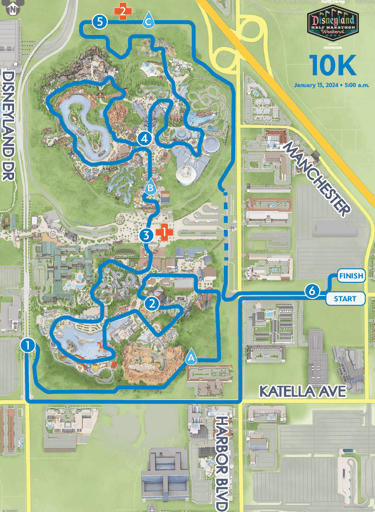 2024 runDisney Disneyland 10K Course Map