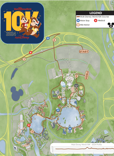 2024 runDisney Walt Disney World Marathon Weekend 10K Course Map