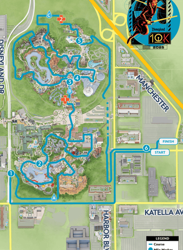 2025 runDisney Disneyland 10K Course Map