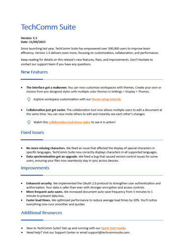Image of release note writing sample from Glen Cadorette: User-friendly software updates.