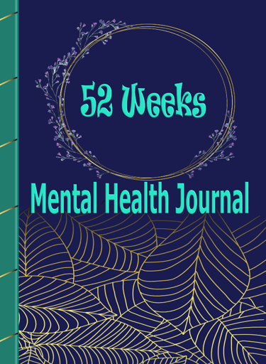 52 week mental health journal cover blue