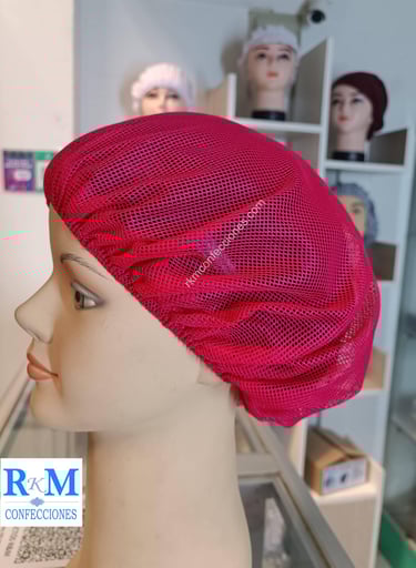 Tocas reutilizables fucsia coral - Cofias de tela - RKM Confecciones